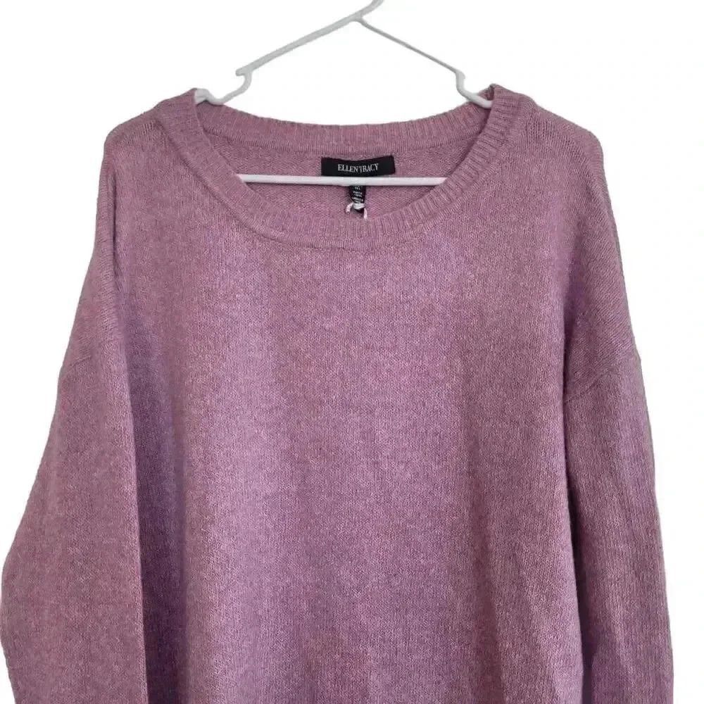 Ellen Tracy Women's Mulberry Heather Poly/Nylon/Spandex Crewneck Sweater NEW - Picture 3 of 12